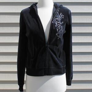 Soho Lady New York Women's Jogger Track Jacket Velour Black Size Medium